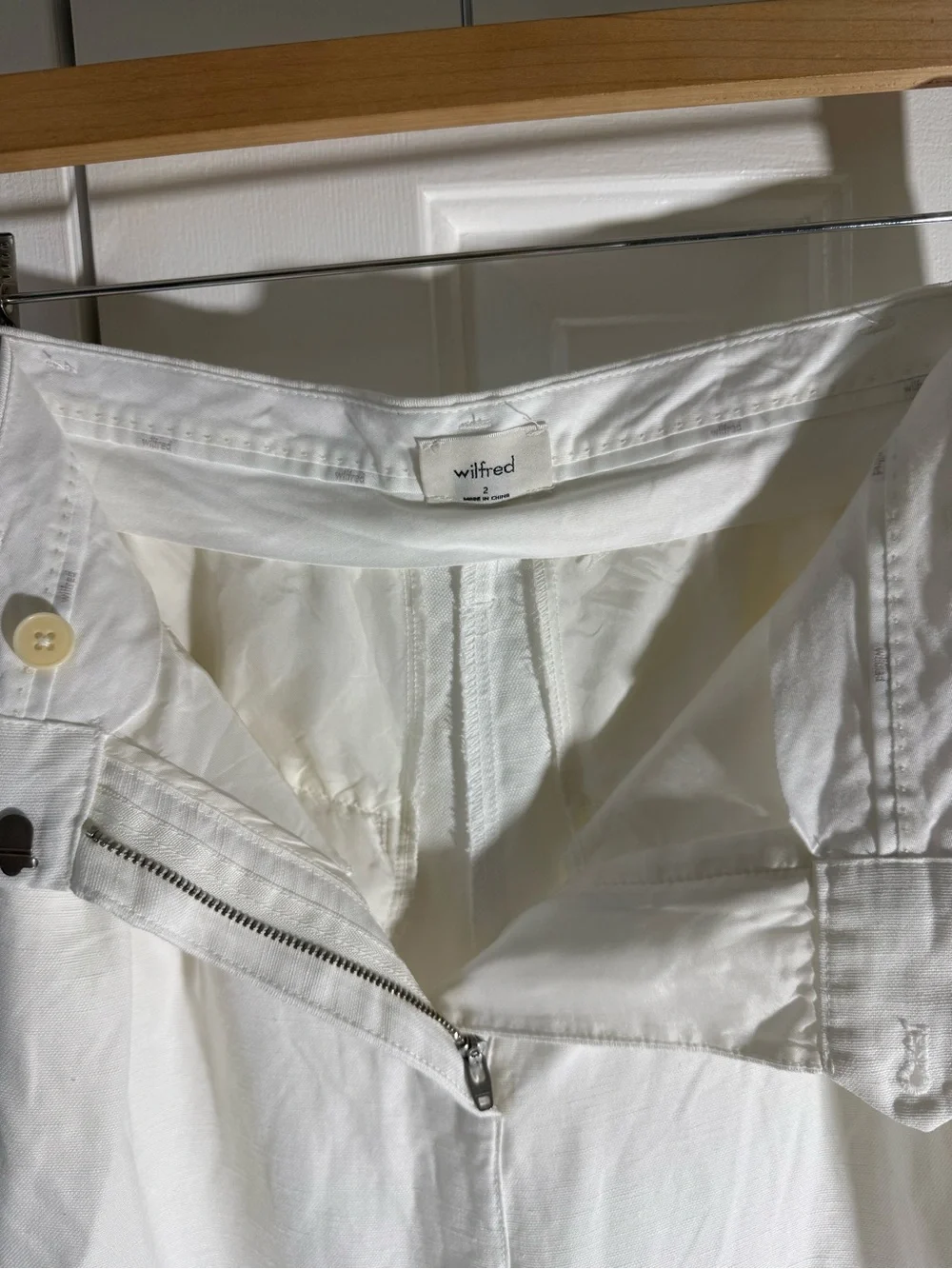 Wilfred Aritzia effortless pants white linen blend wide leg tailored trouser